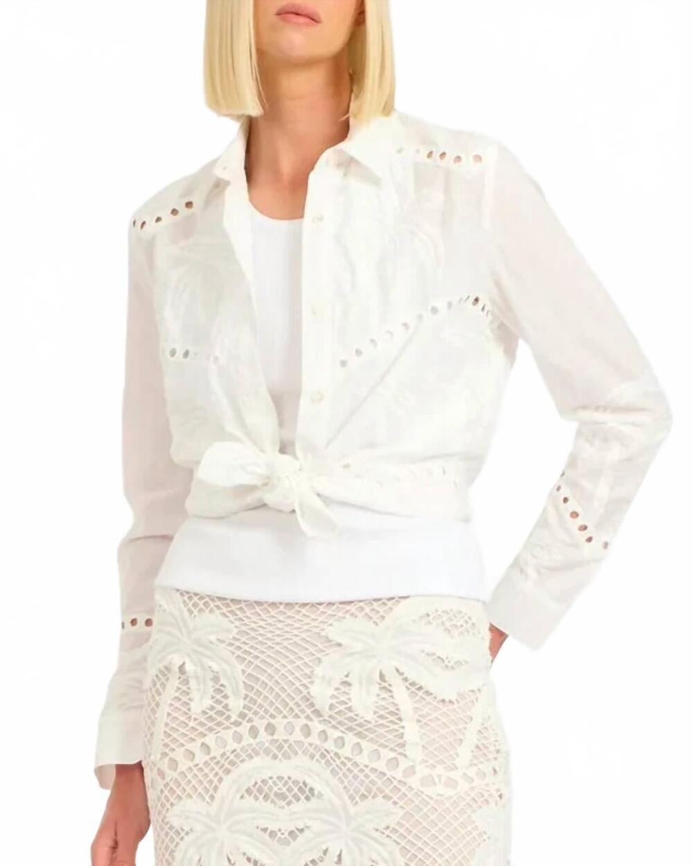 NEW LE SUPERBE bohemian palms shirt in white